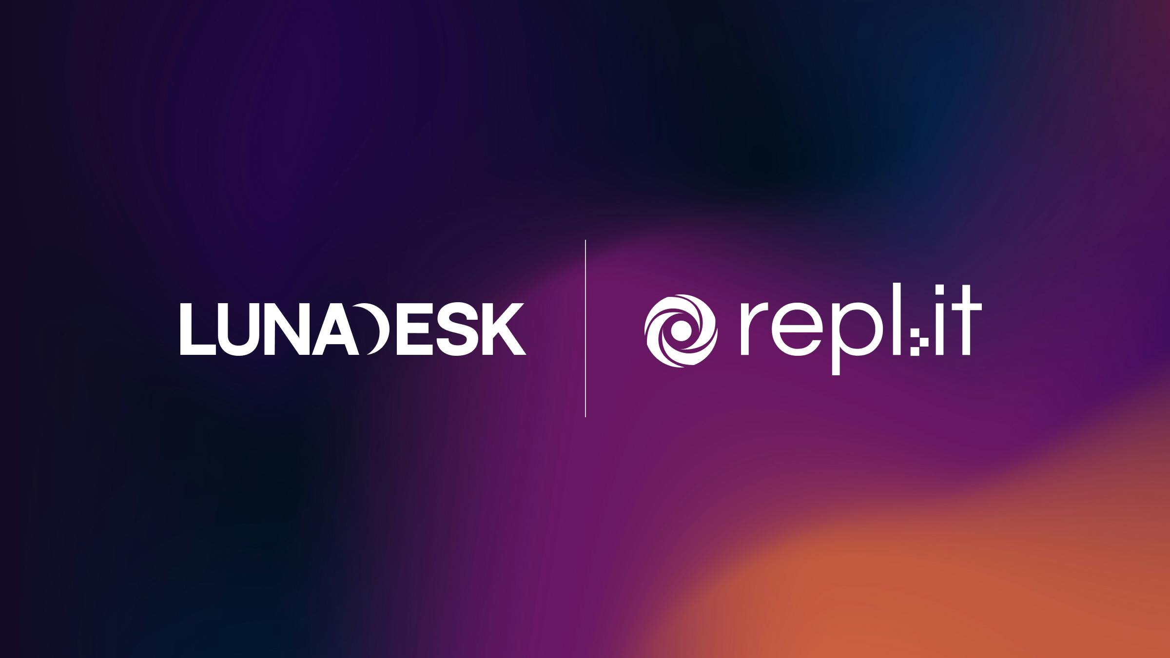 A graphic announces LunaDesk's participation in Replit Ventures 2022.